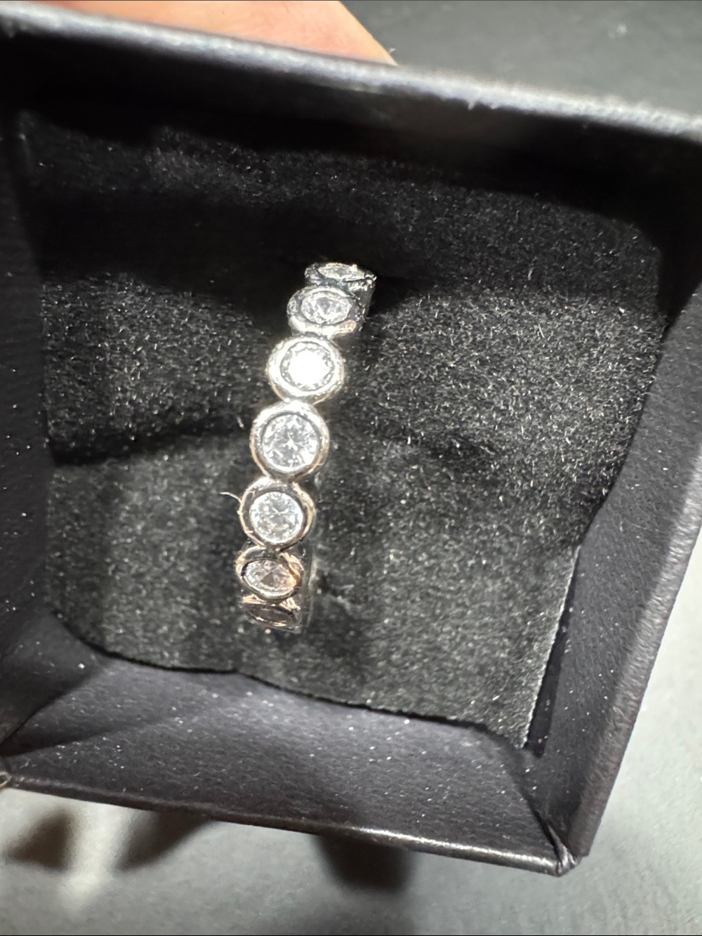 Silver Bezel Set Crystal Eternity Band - Women's Jewelry